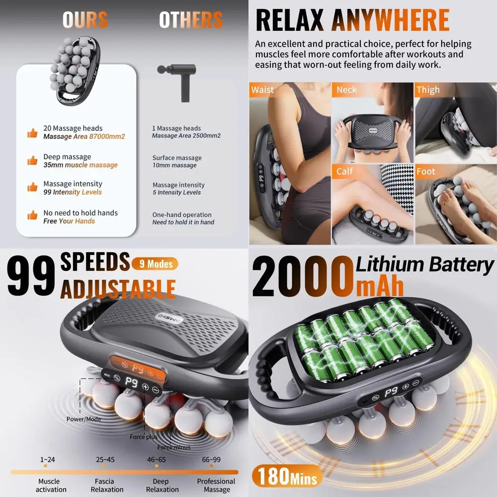 Deep Tissue Electric Massage Gun for Muscle Relief - 9 Speeds, Ideal for Shoulder, Back, Legs, Men & Women