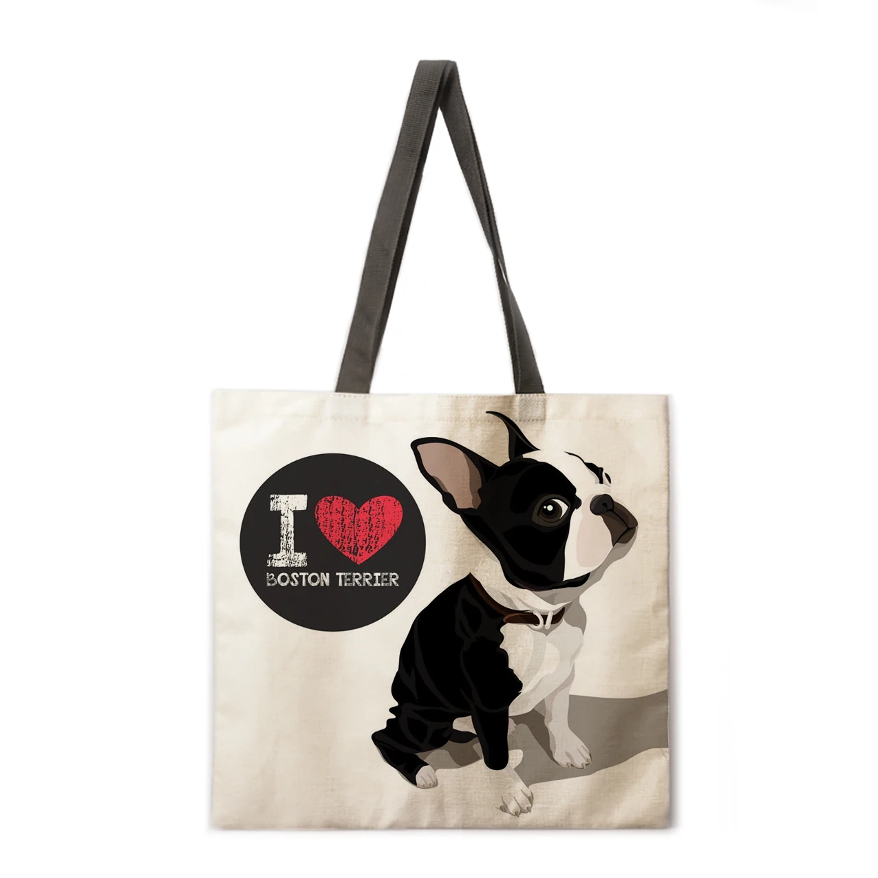 

I love dog base linen bag handbag lightweight shoulder bag large capacity environmentally friendly shopping bag tote bag