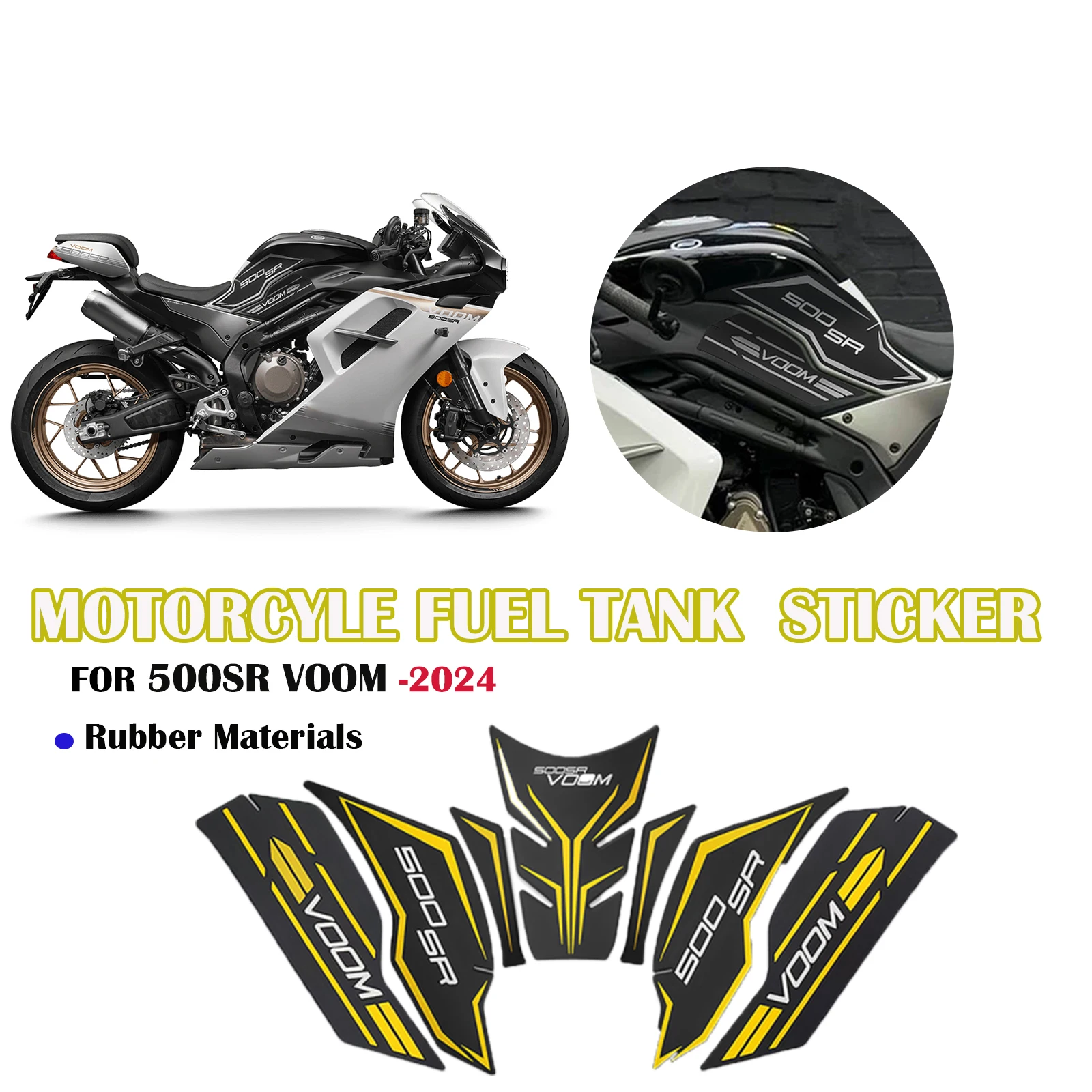 

For CFMOTO 500SR VOOM 2024 New Accessories Motorcycle Fuel Tank Pad Fuel Tank Traction Pad Anti-slip Side fuel tank pad