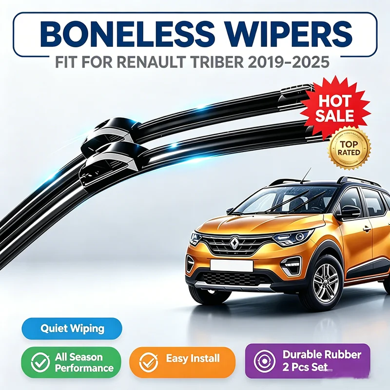 For Renault Triber 2019-2025 Wiper Blades Set Flat Premium Easy Installation