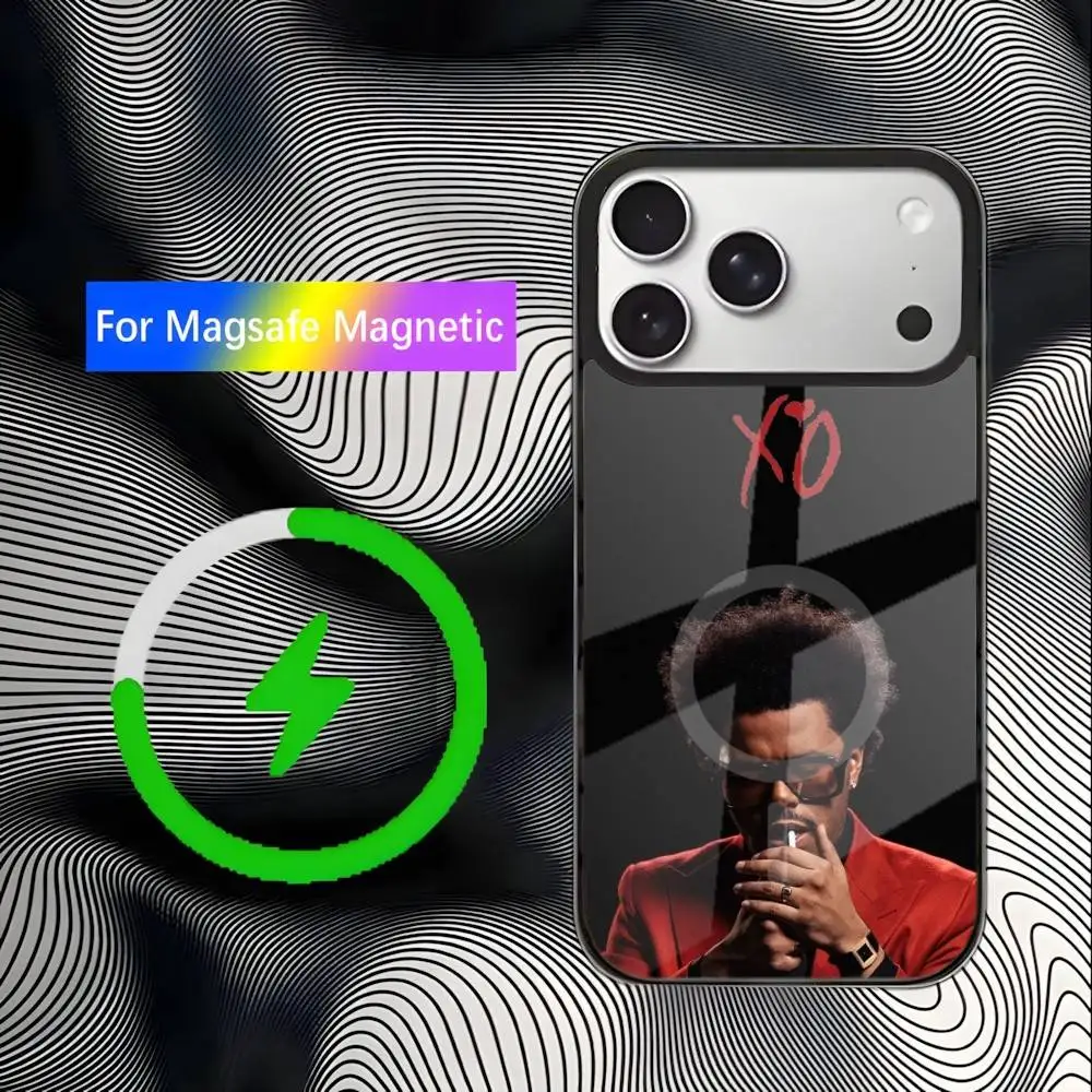 حافظة هاتف W-Weeknd XO لهاتف iPhone 17,16,15,14,13,12,11,Pro,Max,Plus,Mini,SE4,E شحن لاسلكي Magsafe مغناطيسي