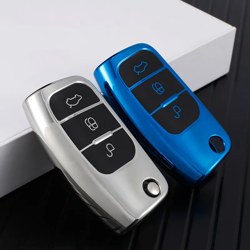 Soft TPU Car Key Case Cover Keychain for Ford Fiesta Focus 2 Falcon Ecosport Escape Kuga EcoSport Galaxy B-Max C-Max Protector