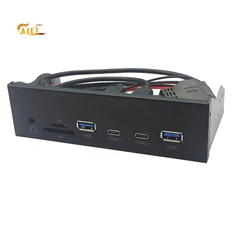 

AEE7-USB Front Panel For PC 2 X USB 3.2 GEN1 5Gbps + 2 X TYPE-C Hub + 3.5Mm Headset+ TF/SD Slot For 5.25Inch Floppy Drive Bay