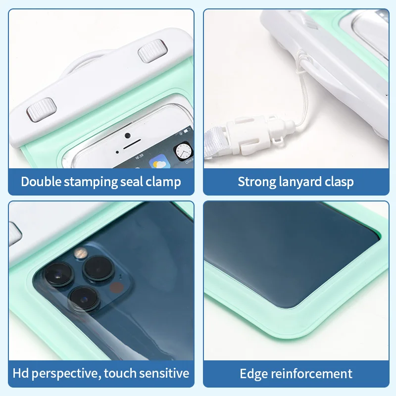 EGGORY-Bolsa impermeable universal para teléfono móvil, transparente, de tres capas, sellada, para surf, natación, pesca
