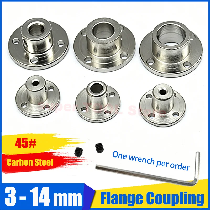 1/5Pcs 3/3.17/4/5/6/6.35/7/8/10mm-14mm Rigid Flange Coupling Motor Guide Shaft Coupler Motor Support Connector Support Customize