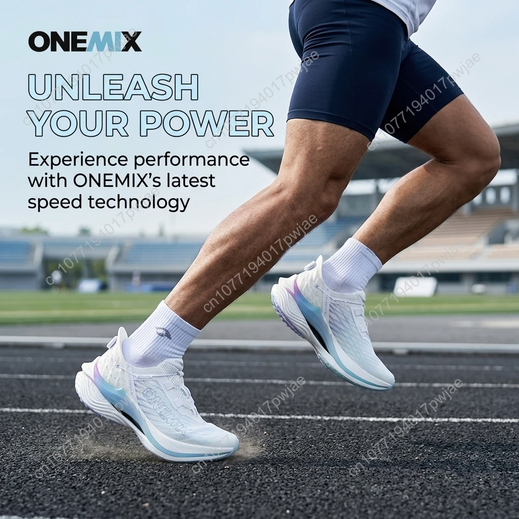 

ONEMIX Professional Running Shoes Full Length Carbon Plate Knob Laces Design Marathon Training Sneakers Breathable Mesh Qui