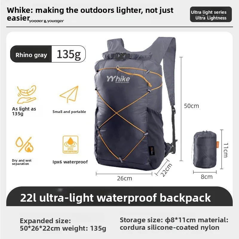 Original 22L Ultra-light Waterproof Backpack, Wear-resistant Hiking Bag, Outdoor Sports Equipment