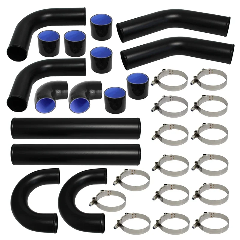 

3'' 76mm Universal Turbo Boost Intercooler Pipe Kit 8PCS Aluminum Piping Kit