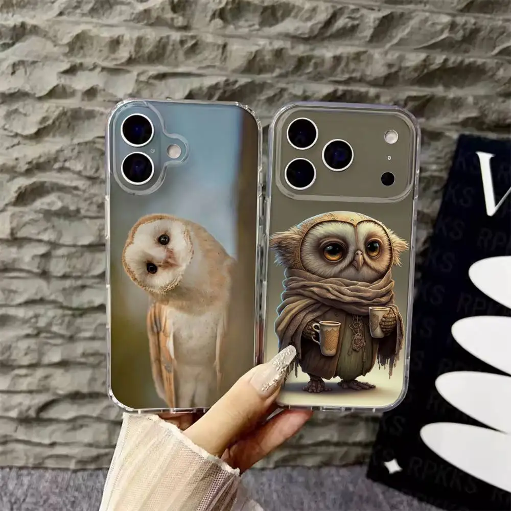 

Cute Owl Phone Case For iPhone 6,16,15,14,13,12,11,17 Pro,Max,Plus,X,XS,XR,SE,Mini Transparent Soft Cover
