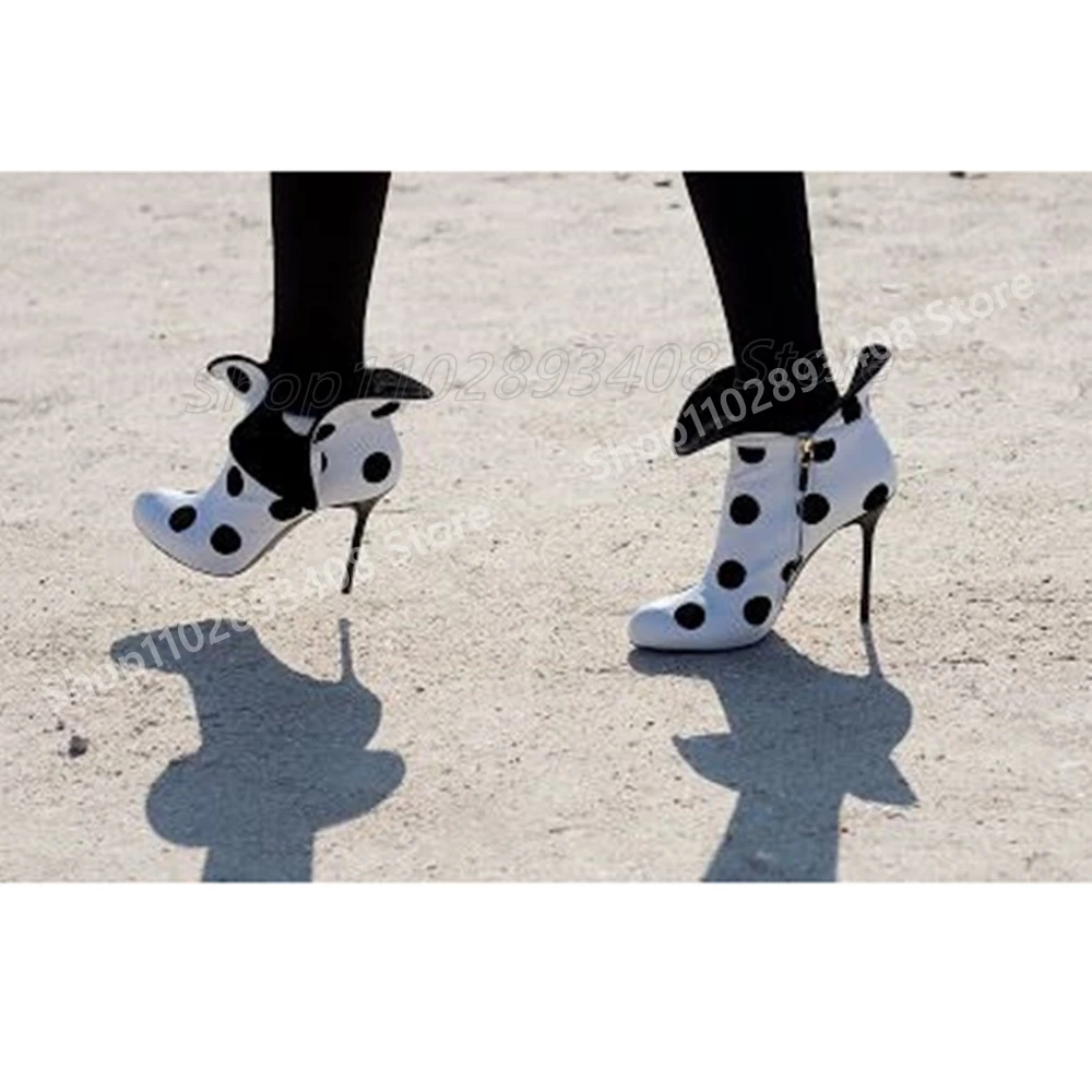 Черно-белые ботильоны в горошек, подиумный стиль, элегантный дизайн, модная женская обувь на высоком каблуке-шпильке, 2025 Para Mujere