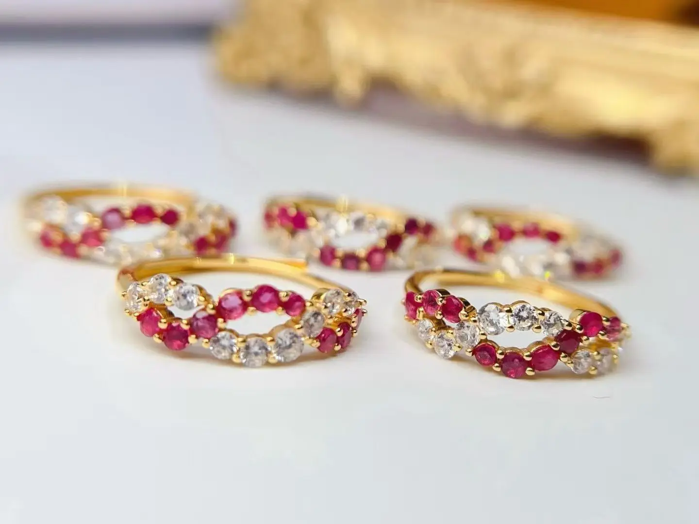 Certificate 925 Silver Natural Round Brilliant Ruby Cross Eternity Finger Band Wave Infinity Ring Bridal Wedding Fine Jewellery