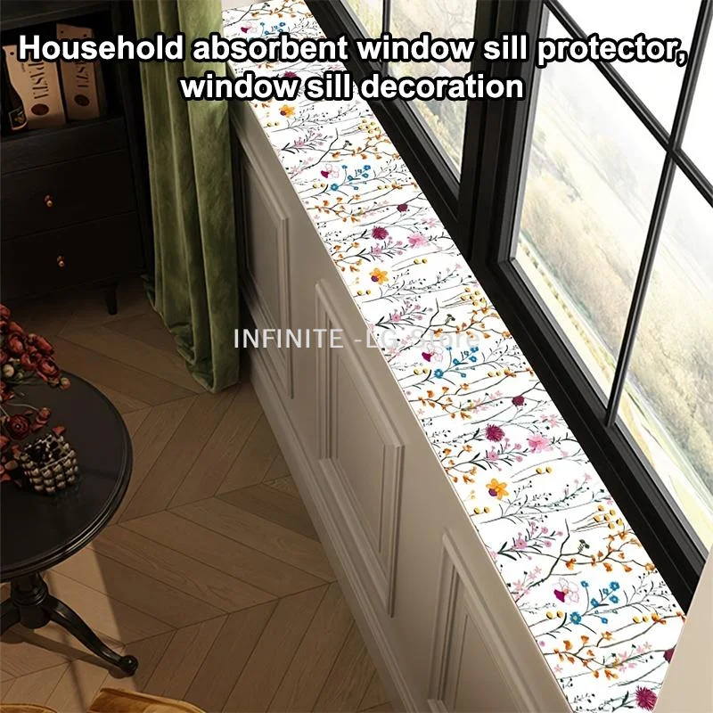 Household Absorbent Window Sill Protector, Rustic Green Plant Print Absorbent And Quick-drying Mat, Easy To Clean.INFINITE -LG