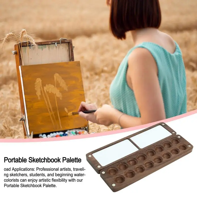 Travel Watercolor Palette Paint Tray 16 Grids Sketchbook Palette Box Magnetic Design Painting Tool For Traveling Sketchers