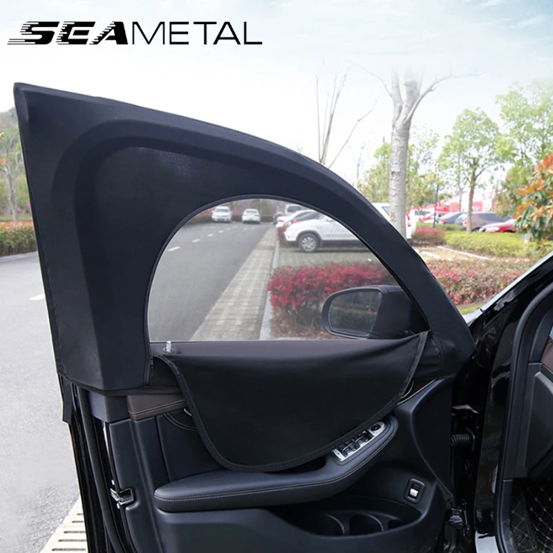 SEMETAL Car Window Shade Side Window Sun Shade Breathable Mesh With Zipper Car Window Screen Covers Universal Fit for Mos Cars