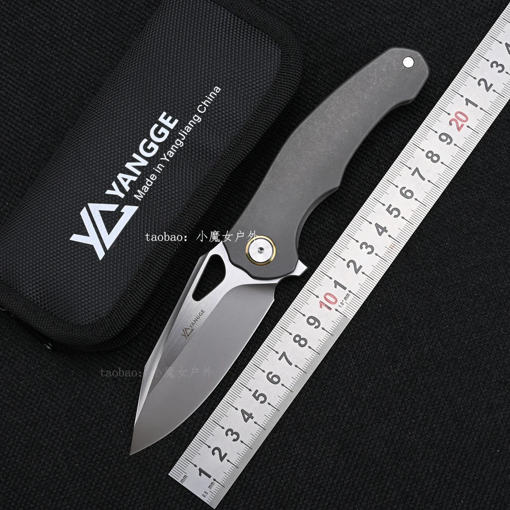 YANGGE ELMAX Blade  Folding Knife TC4 Titanium Handle Camping Outdoor Hunting Fishing Hiking Tactics Survivval EDC Tools YG005