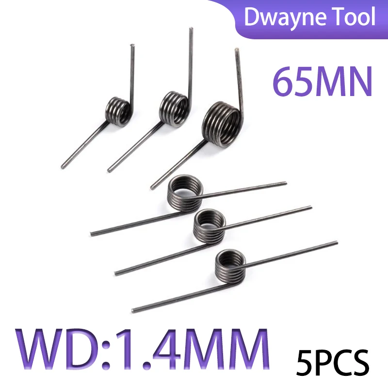 1.4mm 65MN Steel Torsion Spring 60°/90°/120°/180° (5pcs) - High Quality Spring for Industrial Valves and Machinery Parts