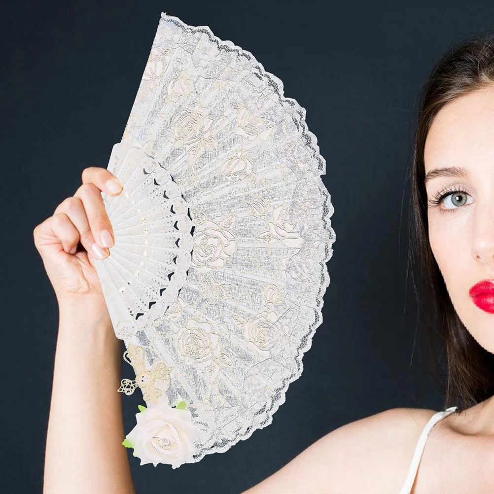 

2pcs Lace Hand Fan with Tassel Wedding Party Favor for Dance Performance Hand fans wedding