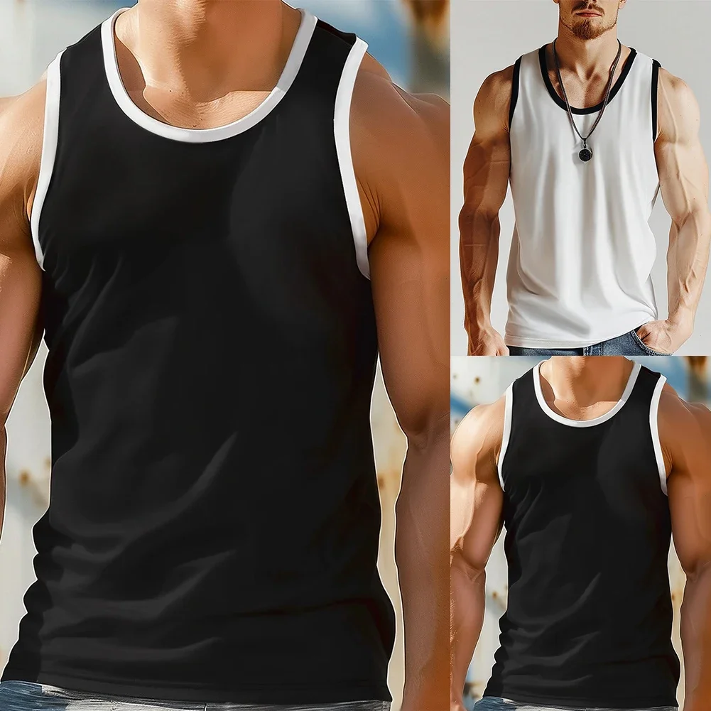 Black Men Fitness Vest Activewear For Men Fitness Bodybuilding Men's Workout Gear 5 Spandex Fabric 95 Polyester Material
