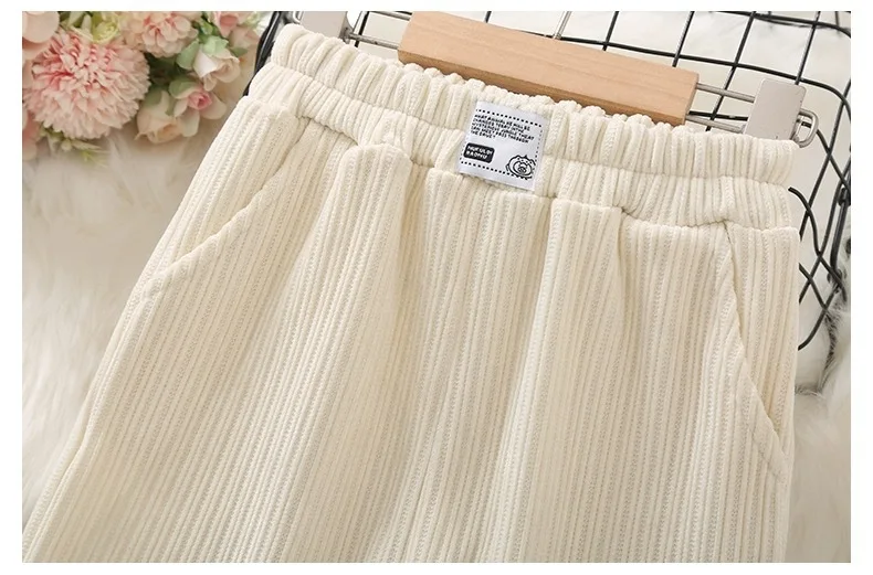 2026 Mädchen Dicke Warme Hosen Winter Herbst Große Kinder Plus Samt Weite Hosen Kinder Gefütterte Lässige Lange Hosen 4-12 Jahre – Detail 9