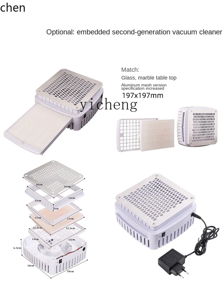 YFY طاولة أظافر بسيطة، مكنسة كهربائية مدمجة لطاولة متجر تجميل الأظافر