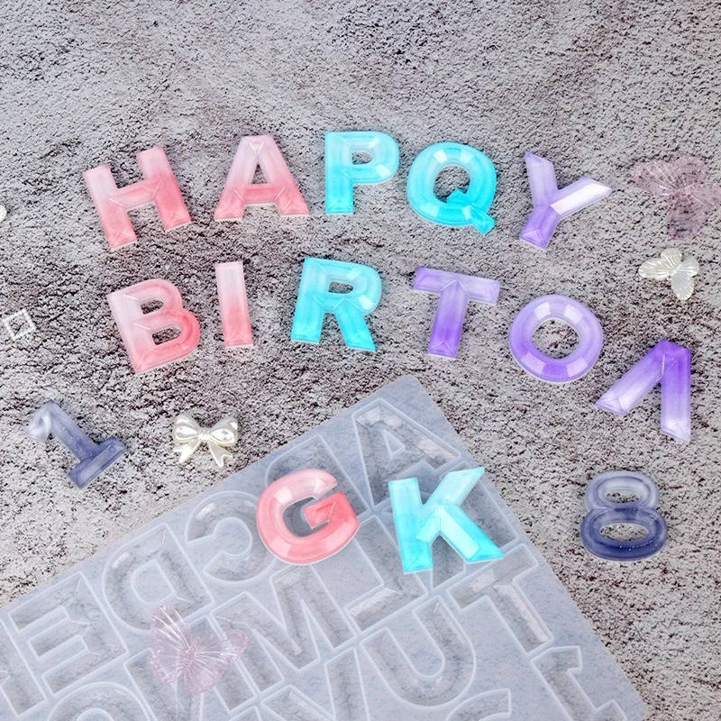 Resin silicone molds, three-dimensional letter and number silicone molds, suitable for DIY decoration and pendant molds.