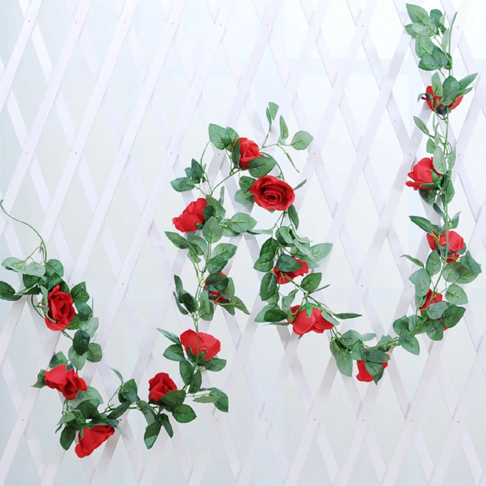 

3Pcs Simulation Artificial Rose Vine Flower Rattan Red for Wedding Party Rustic Home Decor Photography Props Rattan Decoration