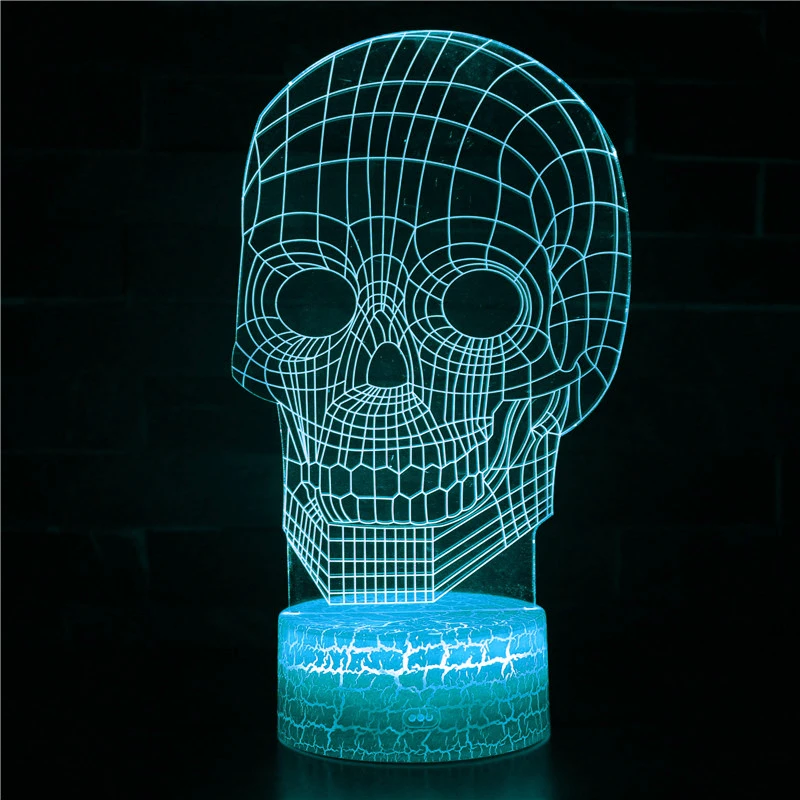 Nighdn acrilc 3D Illusion Skull Lamp LED Night Light per la decorazione della camera da letto lampada da comodino USB regali di Halloween per bambini uomo