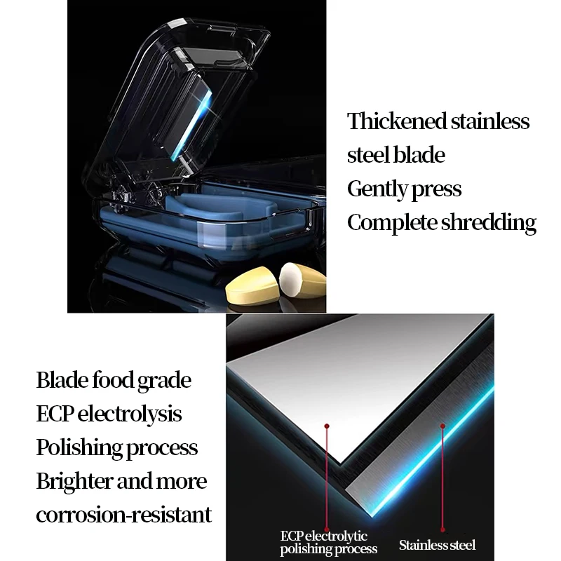 Advanced portable medicine box-divided into two parts with medicine cutter-multifunctional precision medicine cutter 1/2 medicin