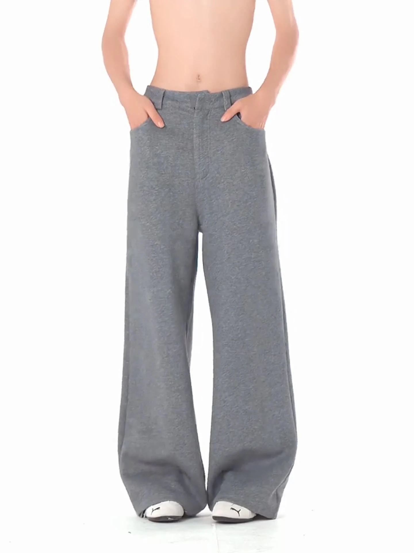 

Deep ey Men's Spor Loose Fit Casual Pants Autumn Straight Leg High Waist Button Closure American Sle Anti-Static Breath...