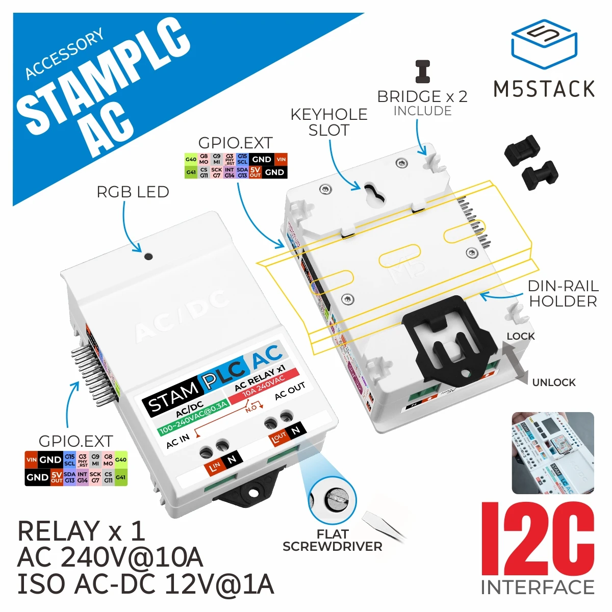 

M5Stack Official AC/DC Power Supply Module for StamPLC(12V/1A)