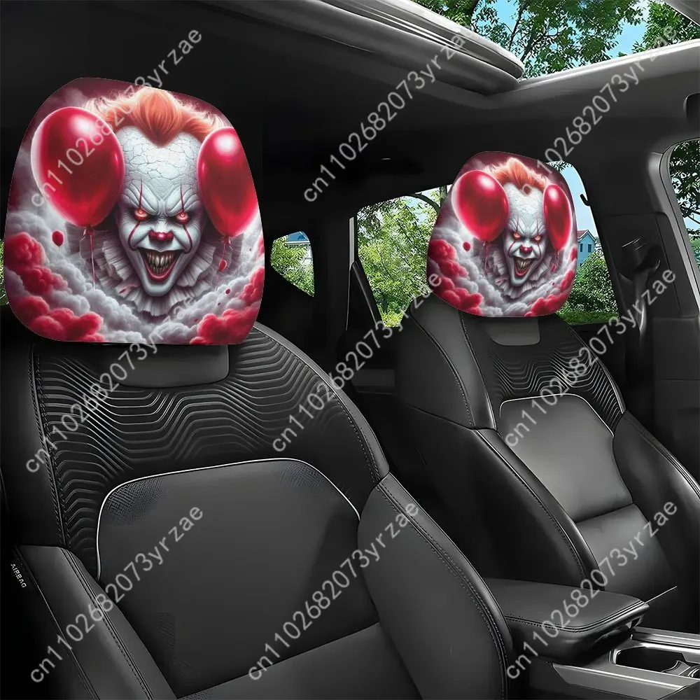 

Clown And Red Balloon Car Headrest Cover (2pcs) Environmentally Friendly Headrest Protector Breathable Comfortable Vehicle Decor