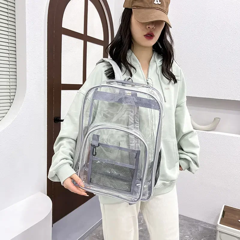 BOMO High Capacity Womens Backpack Fashion Simple Transparent Backpacks for Ladies Design Autumn Versatile Casual Female Bag