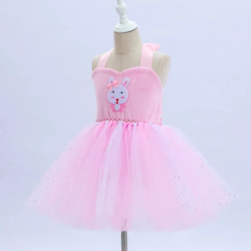 زي لعب الأدوار على شكل حيوانات لعيد الهالوين للفتيات، فستان مطبوع عليه أرنب لحفلات أعياد الميلاد
