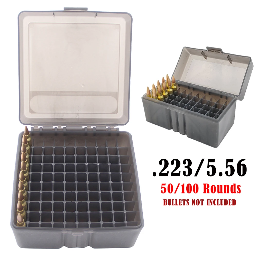Tactical Bullet Box Ammo Case .223 5.56mm Pistol Rifle Ammo Carry Storage Box Flip-Top Hunting Bullet Case Ammunition Box