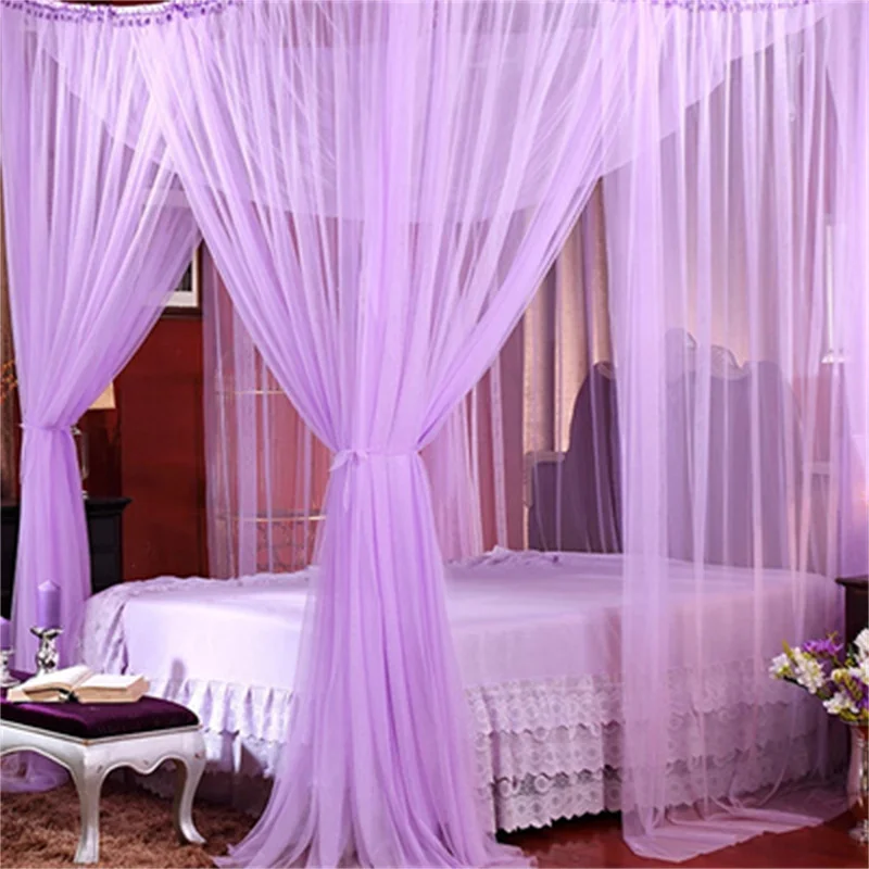 Sexy Mosquito Net Palace Four Door King/Queen Double Size Home Single Bed Prevent Insect Outdoor Square Grace White Canopy Net