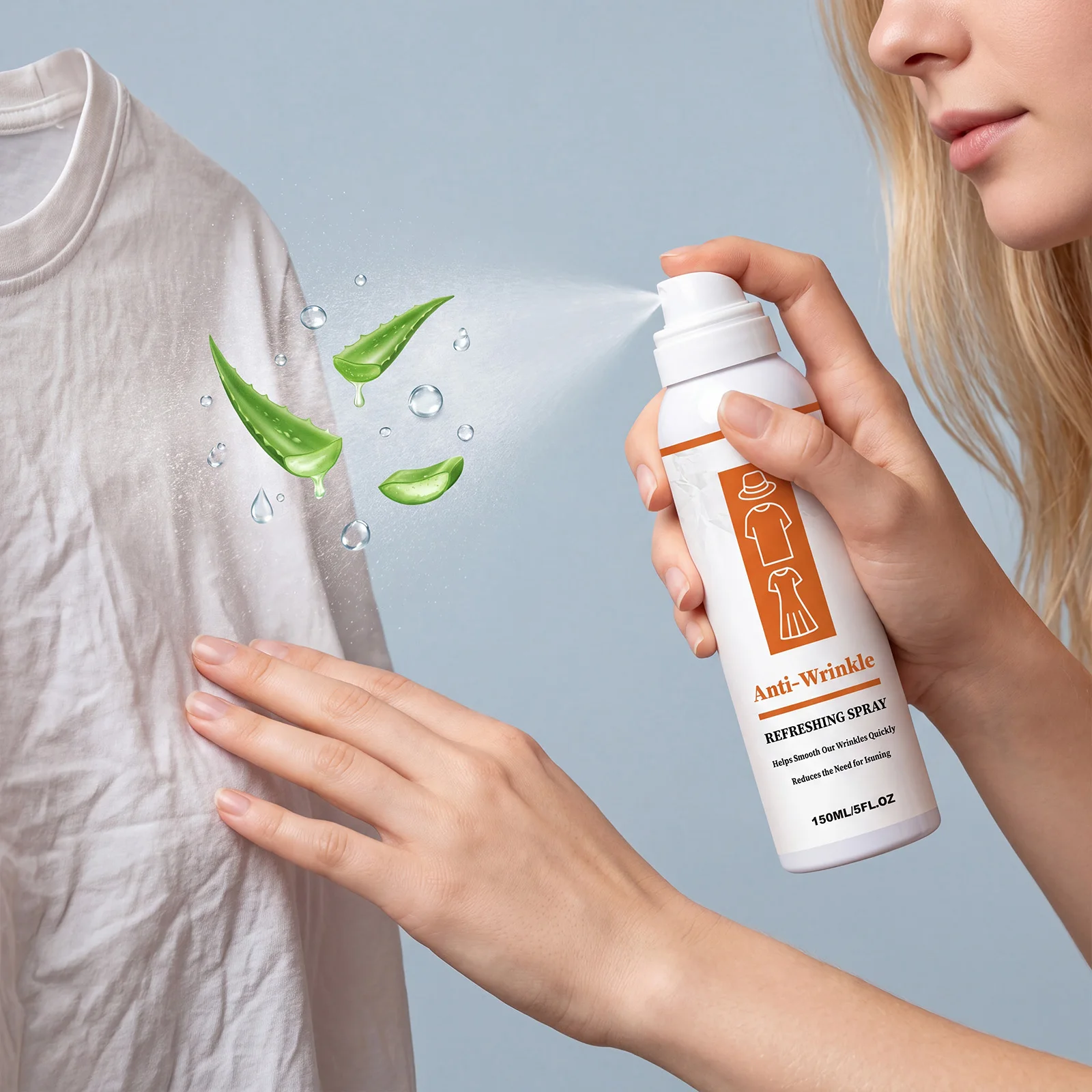 Fast Wrinkle Reducer Keep Fabric Smooth Flat Refreshing Dry Feel Shirt Fluffy Dry Texture Lightweight Clothing Maintenance 150ml