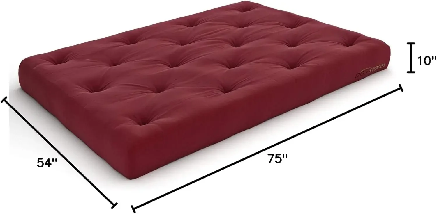 Premier Pocket Coil 10-Inch Full Futon Mattress, Burgundy Twill - Made in USA