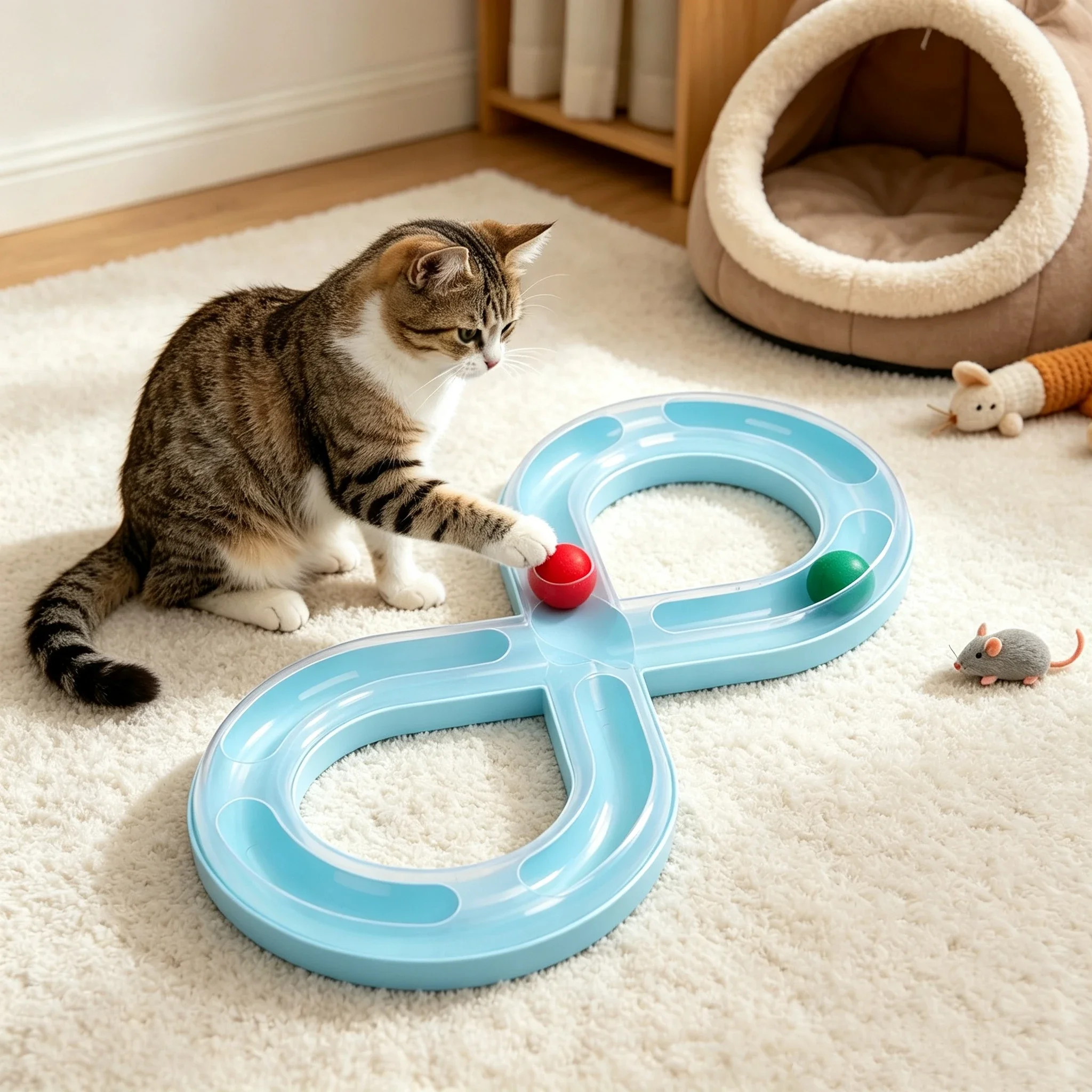 Cat Toy Self Entertaining Track Ball with Spinner Disk Turntable Interactive Pet Supplies Pet Orbital Ball Toys Pet Supplies