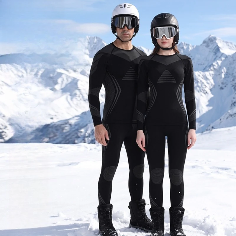 Thermal Compression Underwear Set,Far Infrared Heating,Quick Dry Moisture Wicking Deodorant Base Layer for Ski Outdoor Sports