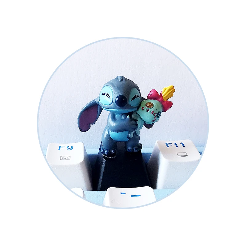 디즈니 애니메이션 주변 장치 스티치 맞춤형 키 캡 만화 맞춤형 기계식 키보드 광장 투명 장식 게임 선물