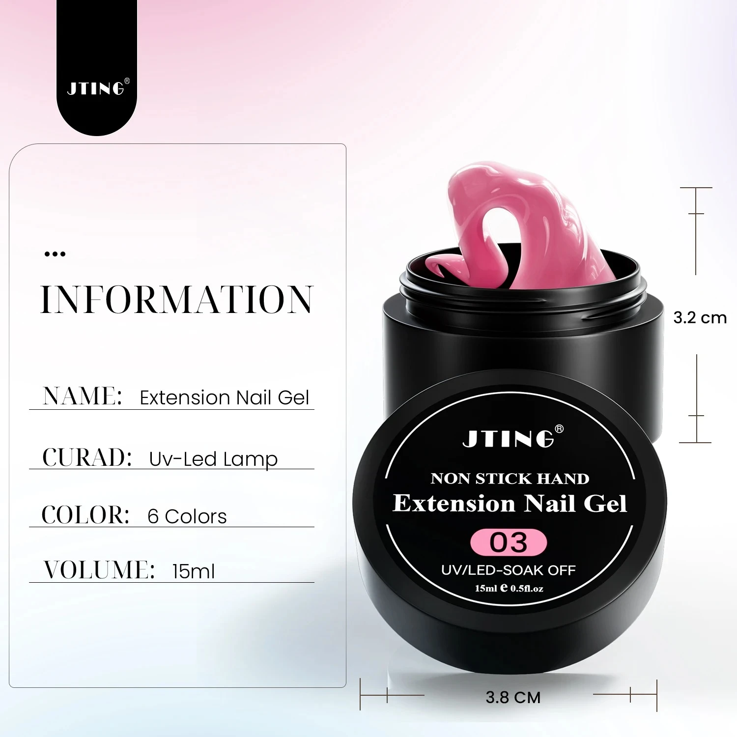 JTING 15ml 6 colores extensión de uñas Gel efecto 3D extender esmalte de Gel antiadherente mano Uv esmalte de uñas semipermanente Gel esmalte de uñas