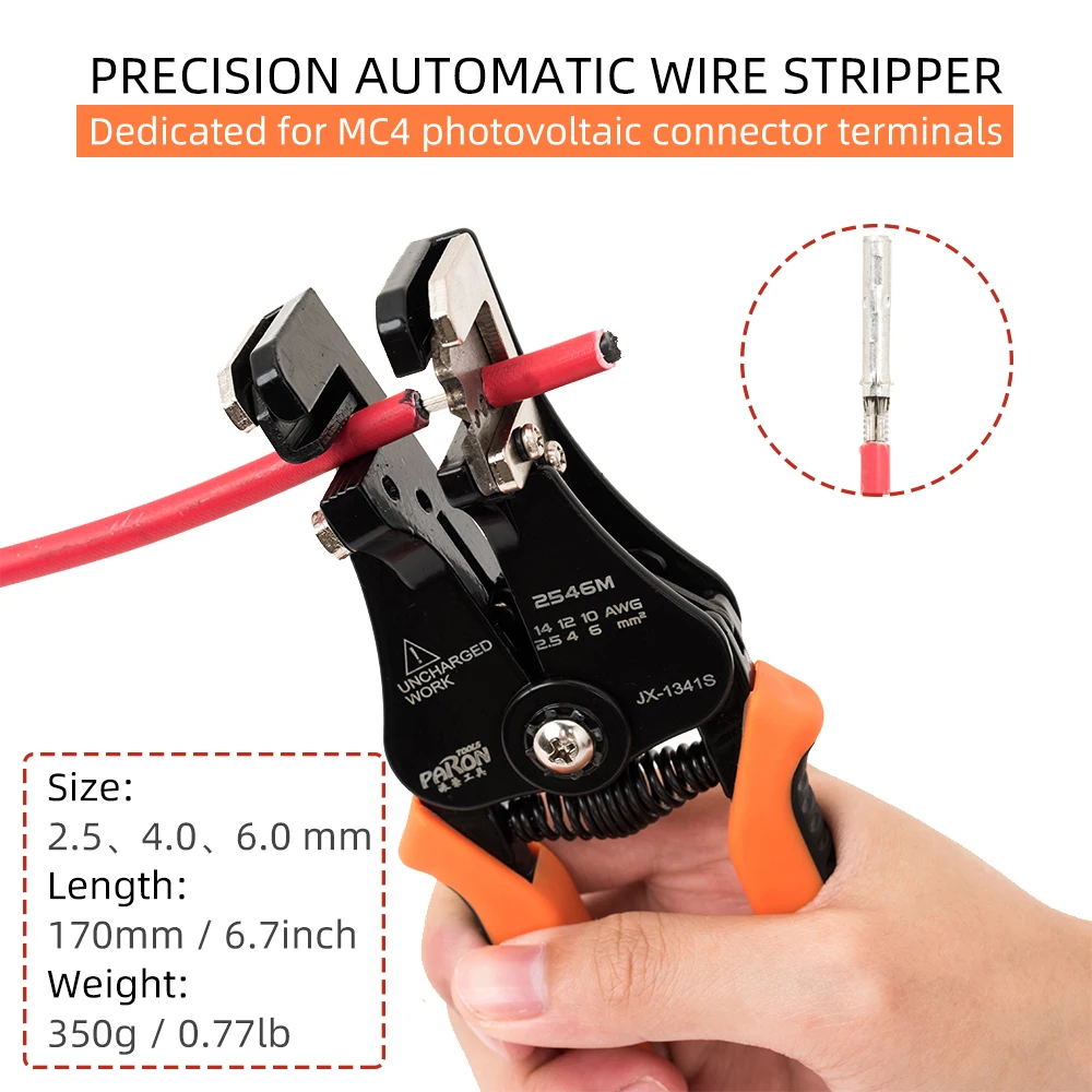 Imagem -06 - Ferramenta Descascador de Cabos Solar pv Conectores Solares Instalação de Painel Fotovoltaico Alicate de Descascamento Ac2546m 2.5 mm ² Gama