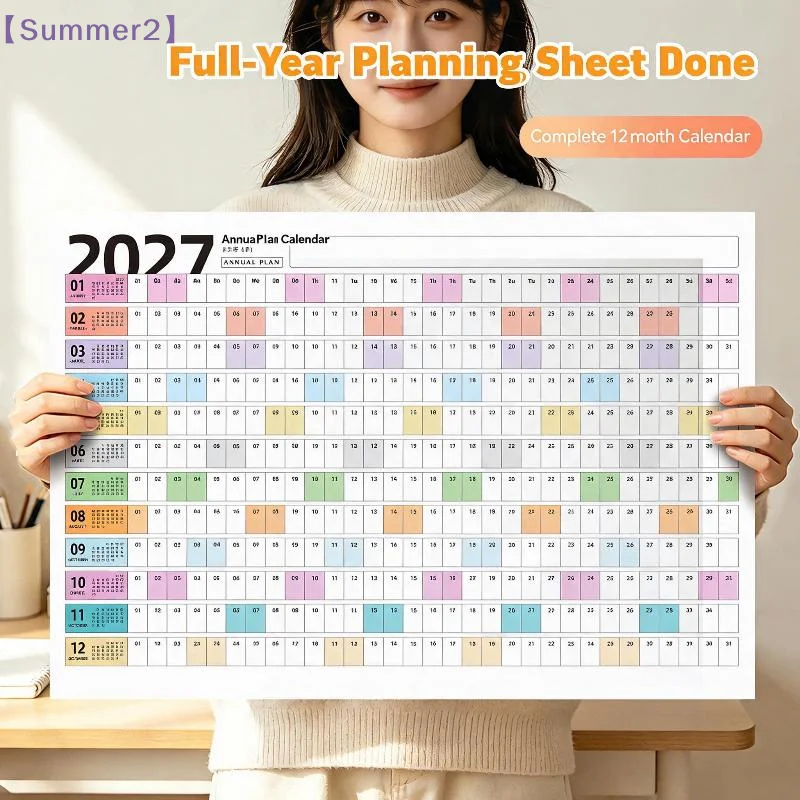 Full Year Wall Calendar Blank Writing Blocks Daily Planning Scheduling Memorandum〔Sum2〕