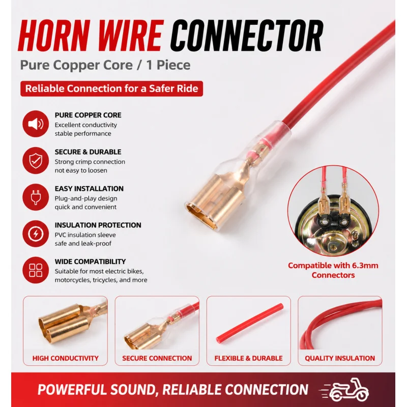 

Motorcycle Horn Wiring Plug Connector for Electric Bike and Scooter