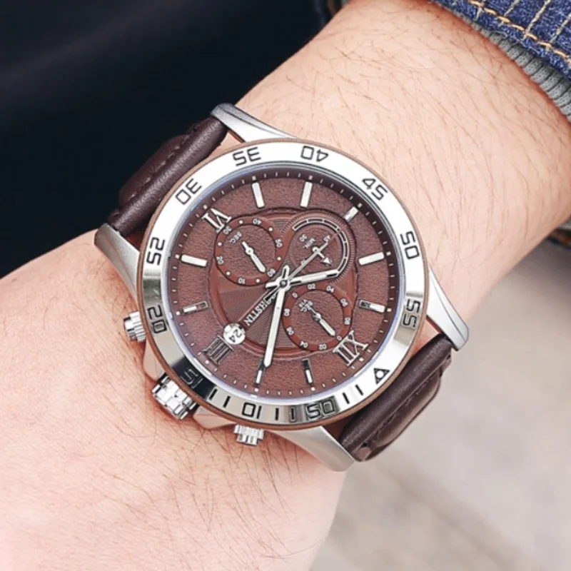 Orologio da polso da uomo multifunzionale serie Pilot orologio da uomo di Design con calendario da lavoro in pelle impermeabile Casual di moda