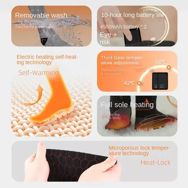 Zimowe skarpety grzewcze 5000mAh skarpety termiczne, elektryczne skarpety narciarskie, elektryczne ocieplenie stóp, sporty narciarskie