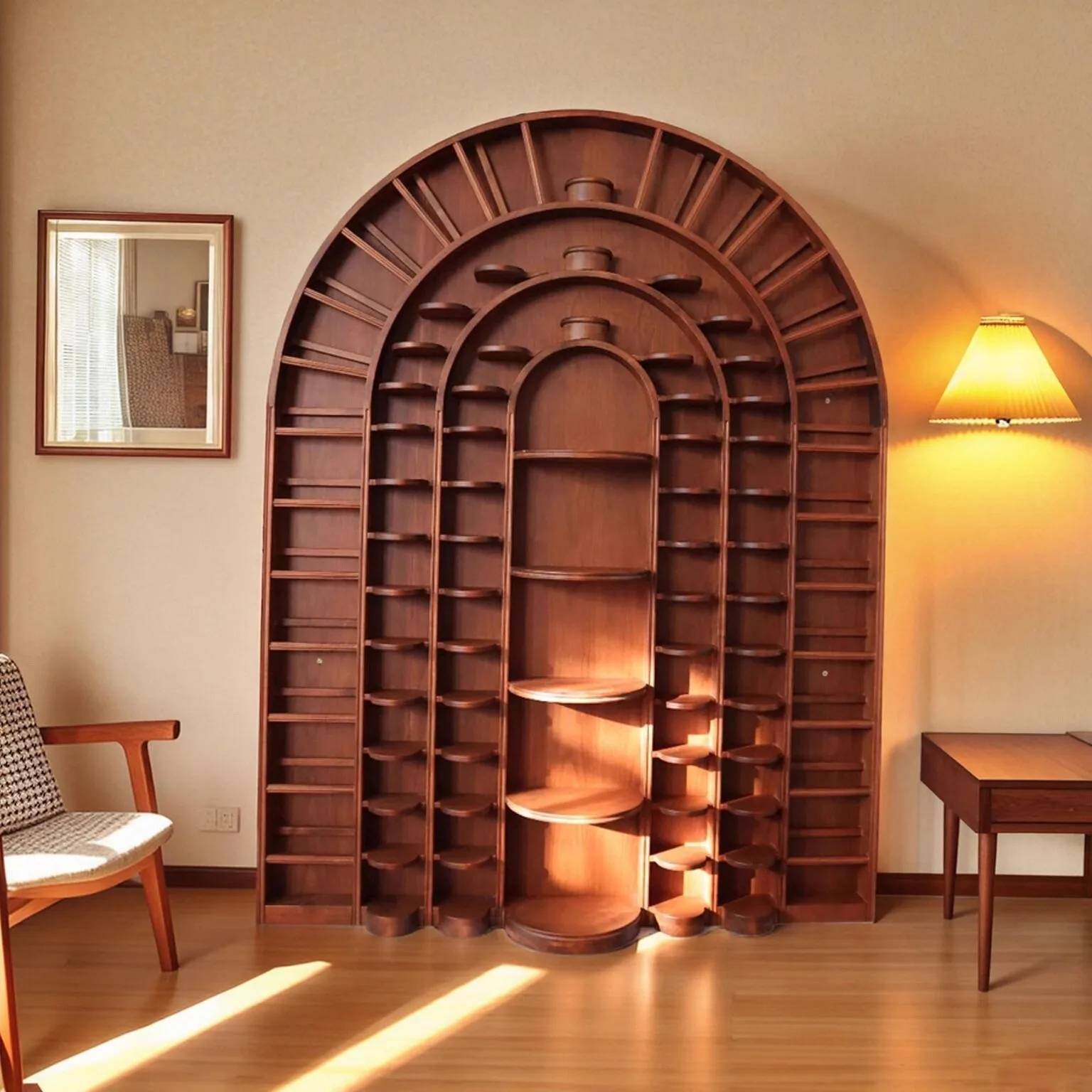 American country vintage solid wood decorative cabinet, European arched porcelain display cabinet, wall-mounted ash living room