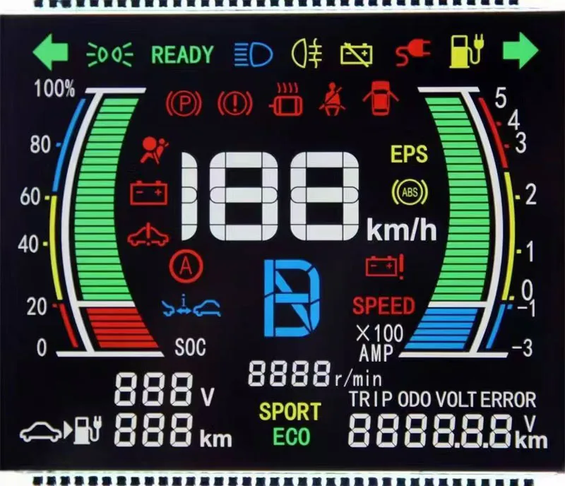 TN type 4-digit 8-character 7-segment LCD digital tube clock display screen with broken code LCD screen