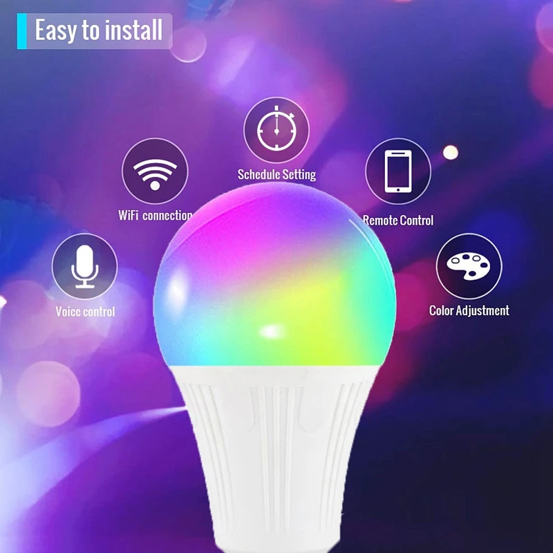 Le lampadine intelligenti Wifi funzionano con Alexa Voice Control E27 LED Smart Light Bulb equivalente illuminazione interna lampada che cambia Neon