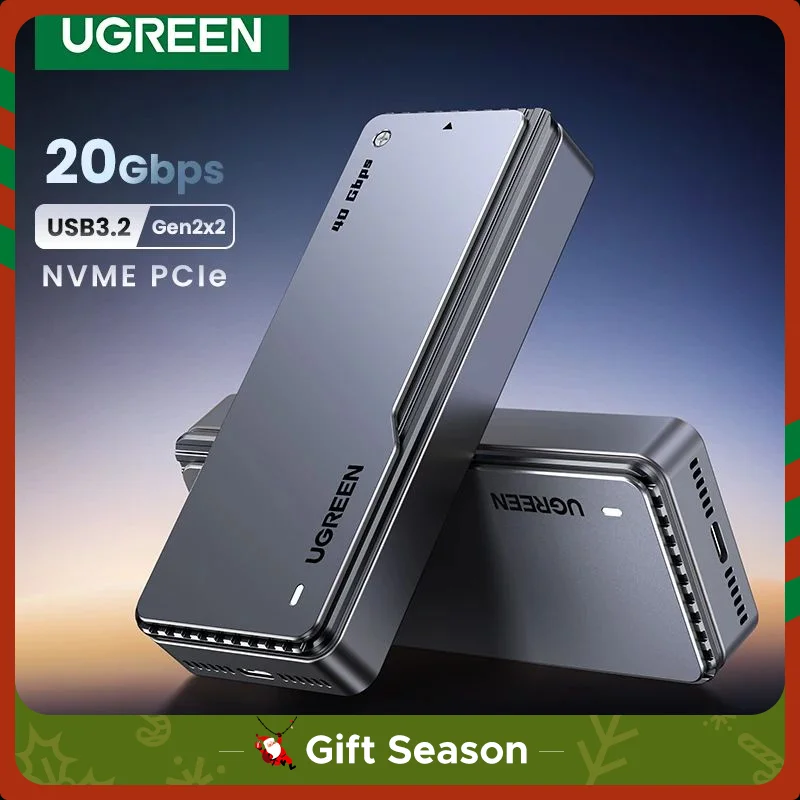 UGREEN-carcasa de SSD NVMe de 20Gbps, carcasa de SSD de aluminio con chaleco de refrigeración integrado, adaptador de SSD M.2 a USB3.2 Gen2x2 para